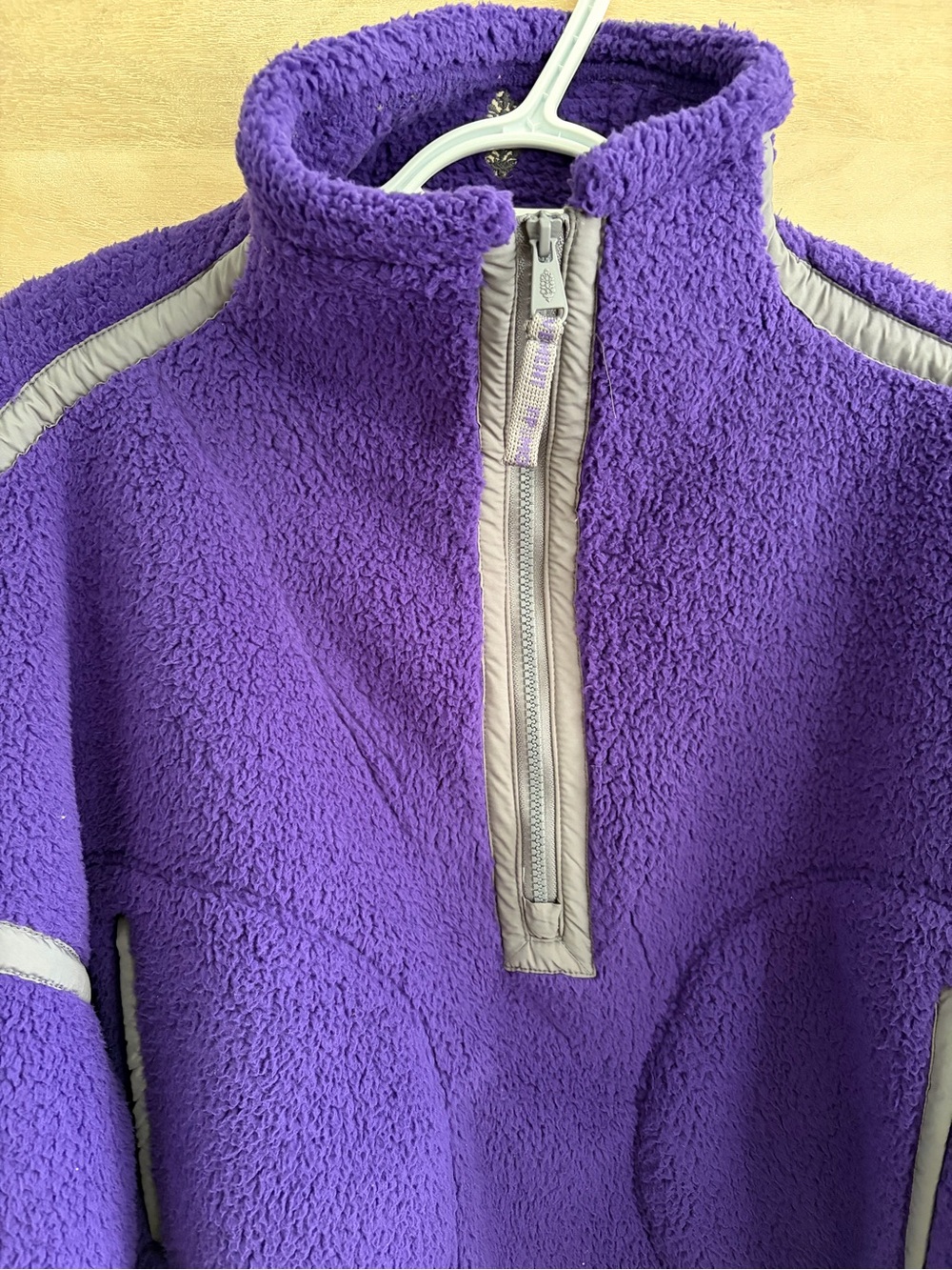 NWOT Free People Mountain High 1/2 Zip Fleece in Dark Amethyst Purple - Picture 3 of 12